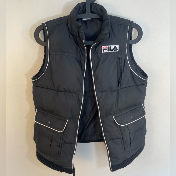 Vintage 90s Fila Puffer Vest Retro men women Fila Puffer Jacket size medium - Picture 3 of 14